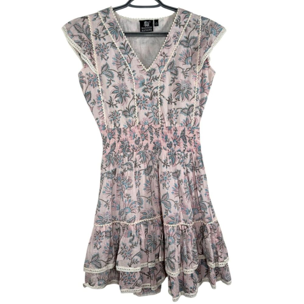 Madison Mathews Womens Pink Floral Dress Sz XS Boho Feminine Soft Girl Cottage